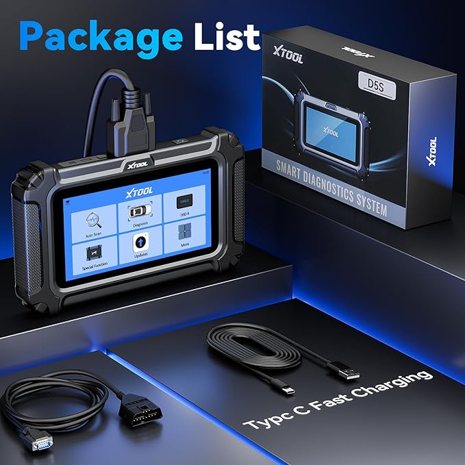 XTOOL D5S OBD2 Scanner - 2026 Code Reader for Cars & Trucks with 16 Resets, Crank Sensor Relearn, Throttle Relearn, EPB, FCA AutoAuth, CAN FD for GM, Engine ABS SRS Transmission Car Diagnostic Tool