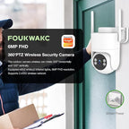 6MP TUYA Security Camera Outdoor, 2.4G/5G WiFi Cameras for Home Security 24/7 Recording, Pan-Tilt 360° View, Color Night Vision,Two-Way Audio, Auto Tracking & Light Alarm, Plug-in cam, Cloud/SD/IP66