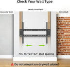 USX MOUNT Fixed TV Wall Mount for 65-120 inch Flat TVs up to 220 Lbs, Low Profile Wall Mount TV Bracket fits 16" 18" 24" 32" Stud Spacing, Max VESA 900x600mm for Most 65 75 85 86 90 98 100 120 inch