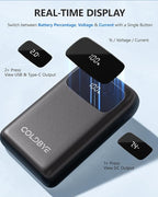 ColdBye Heated Vest Battery Pack 𝟕.𝟒𝐕 5𝐀 𝟐𝟎𝟎𝟎𝟎𝐦𝐀𝐡, Type-C and USB 5V Output, PD 30W Fast-Charging with 7.4V Tri-Size DC Built-in Ports (3.5 mm / 3.8 mm / 4.0 mm) for Heated Jacket