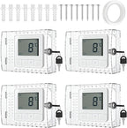 4 PCS Thermostat Lock Box with Key, Universal Thermostat Covers with Locks, Clear AC Lock Box Cover on Wall, Upgrade Thicken Universal Thermostats Cover, Fit Thermostats 6.1" x 5.4" x 3.2" or Smaller