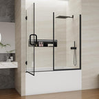 Pivot Swing Bathtub Door, Adjustable Width 60" W x 59" H Semi-Frameless Shower Glass Door with 5/16 in (8mm) Clear SGCC Tempered Glass with Nano Easy-Clean Coating (Matte Black)
