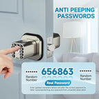 Richelock Fingerprint Door knob, Smart Biometric Door Lock with Keypad, Keyless Entry Code Door Knob, Waterproof & Weatherproof , Auto Lock ,Voice Navigation, For Bedroom, Gate,Office -Satin Nickel
