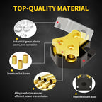 Bolipoeq 12V Power Distribution Block Car Audio 2 Way 0/2/4 Gauge in 4/6/8 Gauge Out, Premium Ground Distribution Block 12 Volt Amp Distribution Block Splitter for Automotive Car Marine Boat (4 Pack)