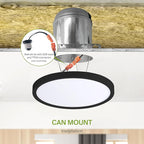ASD LED 9" Round Flush Mount Ceiling Light Fixture, Low Profile Surface Lighting | 5CCT, Dimmable, Ultra-Thin, ETL Listed | 18W 1660LM 2700-6000K 120V | Kitchen, Bedroom, Hallway Lamp | Black, 6 Pack