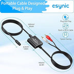 eSynic Portable Optical to RCA Adapter-7 FT Long-Built-in DAC Chip-Easy to Setup-192KHZ Digital to Analog Converter-Aluminum Shell-from HDTV/Blu-ray/DVD/Gaming Consoles to L/R Stereo Audio System