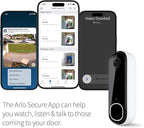 Arlo Video Doorbell 2K (2nd Gen, Latest Release), Wireless or Wired Option, 2-Way Audio, Night Vision, Head to Toe Video View, Package Detection, Person & Vehicle Recognition, 1-Month Secure Plan
