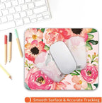 Armanza Square Mouse Pad Pink Watercolor Flower, Personalized Premium-Textured Custom Mouse Mat Design, Washable Mousepad Cloth, Non-Slip Rubber Base Computer Mouse Pads for Wireless Mouse