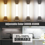 ONIDEK Under Cabinet Lights with Plug. 2700K-6500K Dimming and Color. with Wireless Control Panel and Remote Control.25W 2500LM for Garage, Kitchen, Bathroom, Closet, Office (36 inch-2PCS)
