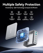 270W USB C Charger Block, Rocoren 6 Port Multi USB-C Charging Station,100W PD Fast USBC Gan Charger Station Hub Dock for Multiple Devices, Laptop Type C for MacBook/iPhone 17/iPad/Galaxy S25 (Sliver)