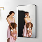 60" x 36"Bathroom Mirror, Matte Black Wall Mirror with Metal Frame, Decorative Rectangular Vanity Mirror for Bedroom Bathroom Living Room Entryway (Horizontal/Vertical)