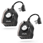 TiFFCOFiO Outdoor Timer Outlet for Lights, 24 Hour Mechanical, Outdoor Light Timer Waterproof, 2 Grounded Outlets for Home and Garden, 15A 1/2HP, Heavy Duty, CSA Listed (2 Pack)