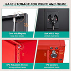 SISESOL Wide & Deep Metal Storage Cabinet with Lock & Adjustable Shelves,72" Red Black Garage Storage Cabinet with Locking Doors,Lockable Cabinets for Home,Office,Shop,Garage,Basement 72x36x18