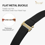 JASGOOD Women No Show Stretch Belt Elastic Web Strap Belt with Flat Buckle for Jeans Pants Dresses