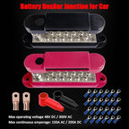 1/4" Stud Power Distribution Block Bus Bar with 12 x #8 Screws, Ampper 5.3" 12V 150A Marine BusBar Battery Distribution Block Kit W/Cover for Car Boat Solar (Red & Black)