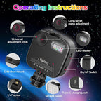 ULANZI U60 RGB Video Lights Black LED Camera Light 360° Full Color Portable Photography Lighting w Quick Release Cold Shoe Adapter and Clip, 2500mAh Rechargeable CRI 95+ 2500-9000K Dimmable Panel Lamp