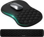 TECKNET Ergonomic Mouse Pad with Wrist Rest,Keyboard Pad and Mousepad with Wrist Support,Massage Design Effectively Relieves Carpal Tunnel Syndrome Suitable for Computers and Laptops