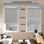 Motorized Roller Blinds with Remote Control & Solar Panel - 100% Blackout Smart Blinds, Automatic, Cordless, Electric Shades - Compatible with Alexa - Grey, 36" W x 72" H