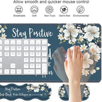 4 in 1 Ergonomic Keyboard Wrist Rest & Mouse Pad Wrist Rest Set,Stay Positive Work Hard and Make It Happen Inspirational Quote Large XXL Gaming Desk Mat with Non-Slip Base for Home Office Study Gaming