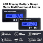 48V Battery Meter - 10-100V Golf Cart Battery Gauge, DC 12V-84V Voltage Indicator for Acid & Lithium Ion Batteries