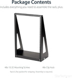 StarTech.com 2-Post 16U Heavy-Duty Desktop Server Rack, Small Open Frame 19in Computer Rack, Compact Network Rack for AV / Studio / Data / IT Equipment, Two-Post Home/Office Rack, TAA (2POSTRACK16)