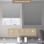 Boolegon No Drill Motorized Cellular Blinds with Remote Motorized Blackout Honeycomb Blinds for Indoor Windows Easy to Install Automatic Cellular Shades for Home,Blackout White,Custom Size