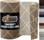 GORILLA GRIP powerGRIP Drawer Shelf and Cabinet Liner, Thick Strong Hold, Non-Adhesive Liners Protect Kitchen Cabinets and Cupboard, Bathroom Drawers, Easy Install, Breathable Mat, 17.5" x20', Beige