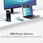 Plugable 13-in-1 USB C Docking Station 4K Triple Monitor with 100W Power Delivery | USB C Dock for Windows, Mac, ChromeOS, Thunderbolt | Driver Required | 3X HDMI and 3X DisplayPort (UD-ULTC4K)