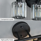 FDPBY Modern 2 Light Crystal Vanity Light, Black Vertical Bathroom Light Fixture Over Mirror for Dressing Table Sink, Compatible with Dimmable Bulbs (Bulbs Not Included)