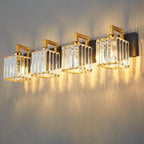 FDPBY Modern Bathroom Vanity Light 4-Lights Black Gold Crystal Wall Lamp Bathroom Modern Crystal Vanity Lighting