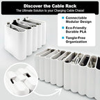 Cable Management Organizer Cord Management, Multiple Slots for Home, Office, Desk, Workshop, Durable Plastic Connectable Cable Organizer, Tangle-Free, Expandable Storage, White