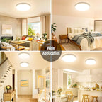 SunRider 2-Pack LED Flush Mount Ceiling Light Fixture, 3000K Warm White, 2400LM, 12 Inch 24W 240W Equiv. Round Flat Ceiling Lights, Non-Dimmable