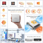 GEEKOM A5 Pro Mini PC (2026) with AMD Ryzen 5 7430U, 16GB DDR4 RAM(Upgradable to 96GB, Not LPDDR), 1TB NVMe SSD, Windows 11 Pro Desktop Computer Support 4 Displays/8K/Wi-Fi 6/6xUSB, 3-Year Coverage
