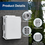 Namunanee Outdoor Electrical Junction Box, ABS Water Resistant Enclosure with Internal Mounting Panel & Hinged Cover (12.6" H x 9.4" L x 5.7" W)