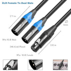 Smithok XLR Splitter Cable,Female to Dual Male Y Cable (XLR Splitter 1 Female to 2 Male),Balanced Microphone Splitter Cord Audio Adaptor - 1.6ft /0.5m