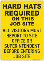 Brimar - 10" x 14" - Hard Hats Required on Job Site Sign - .055″ Polyethylene Plastic - Bold Text - Easy Installation