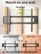 USX MOUNT Heavy Duty Tilting TV Wall Mount for 60-120" up to 220lb, Low Profile TV Mount Ultra Slim Wall Bracket fit 16-32" Studs, Max VESA 900x600 for 65 75 85 86 90 98 100 110inch Large Television