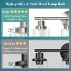 Unicozin 3 Light Vanity Lights, Brushed Nickel Wall Sconce Light with Clear Glass, Bathroom Light Fixtures, Wall Lights for Mirror, Living Room, Bedroom, Hallway, E26 Base (Bulbs Not Included)
