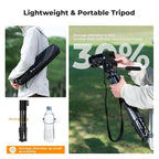 K&F CONCEPT Camera Tripod, 75" Lightweight Portable Travel Outdoor DSLR Tripods for Camera Phone Video Recording Tripod Stand, Cellphone Clip for Smartphone Live Streaming Vlog, Black