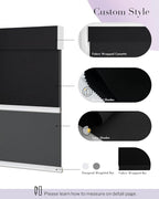 Graywind Motorized Dual Shades for Windows Smart Double Blinds Blackout and Solar Motorized Blinds with Remote Alexa Google Control Day Night Shades, Custom Size (Blackout Black)