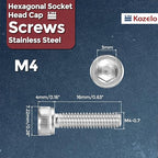 Kozelo 30pcs Socket Head Cap Screws - [M4-0.7 x 16mm] 304 Stainless Steel Allen Socket Drive for Electrical Motor 3D Printing Fan Engine Replacement Use, Silver