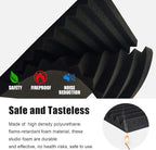 JBER Sound Proof Foam Panels Studio Acoustic Foam Panels, 48 Pack 1" X 12" X 12" Soundproofing Wedges Sound Proof Padding Fireproof Acoustic Treatment for Home Office - Black