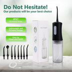Cordless Water Flosser for Teeth Cleaning Pick - Electric Dental Irrigator with 4 Cleaning Modes & 8 Jet Tips, IPX7 Waterproof, Portable Rechargeable Design for Home & Travel Use,Black