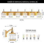 BBLLWJ Crystal Vanity Lights - Gold 6 Light Modern Bathroom Vanity Light Fixtures Over Mirror