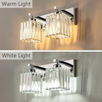 FDPBY Modern Bathroom Vanity Light 2-Lights Chrome Crystal Bathroom Wall Light Vanity Light Fixtures，12.59-inch Modern Minimalist Design