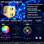 AZIMOM Dual Port 20W Twinkle Fiber Optic Starlight Box Sound Activated RGBW Fiber Optic Light Source APP/Remote Control Dual Head Light Engine Driver for Car Home Ceiling Star Lighting Decor