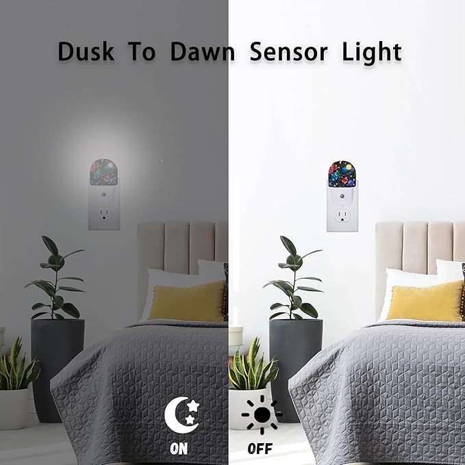 Axxitude Galaxy Space Constellation Cosmos Night Lights Plug into Wall for Girls Boys Room,Night Light LED Lamp Dusk to Dawn Sensor Round Lamp for Bedroom Bathroom Hallway Home Wall Decor Nightlight