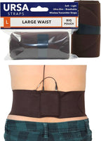 URSA Waist Strap - Ultra Slim, Breathable & Stretchy Microphone Transmitter Straps. Compatible with Most Transmitter/Receivers (Brown, Medium Waist - Big Pouch)