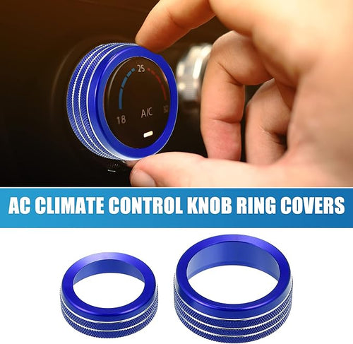 A ABSOPRO Car Air Conditioner Knobs Decals AC Radio Switch Knob Cover for Dodge Durango 2014-2020 for Jeep Cherokee Grand Cherokee 2014-2021 Blue (Set of 3)