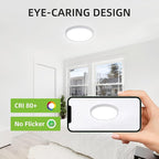 hykolity 2 Pack 12 Inch Selectable CCT LED Round Flat Panel Light, 24W 3000K/4000K/5000K, Edge-Lit Flush Mount Ceiling Light Fixture for Kitchen, Bedroom, Laundry and Closet Room，White